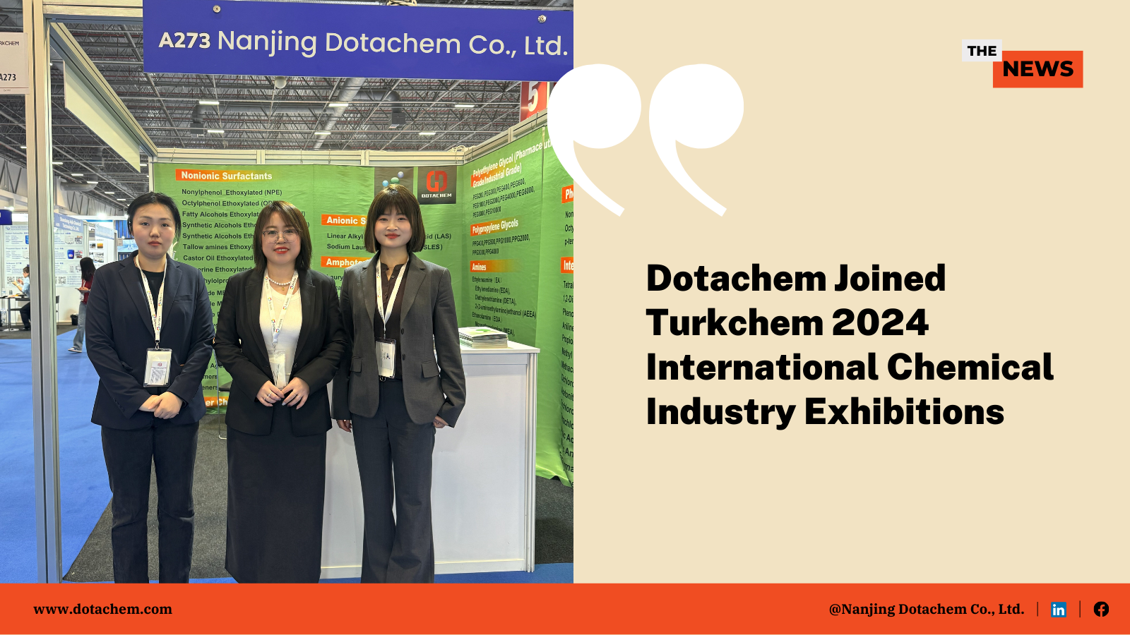 تقدم شركة Dotachem عرضًا في معرض TURKCHEM Eurasia الدولي للكيميائيات لعام 2024